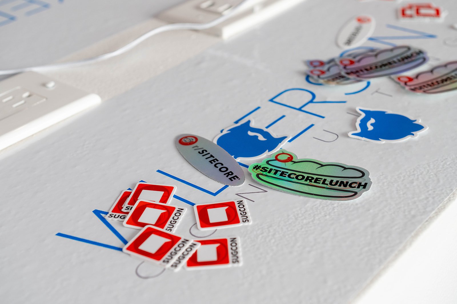 stickers on a table