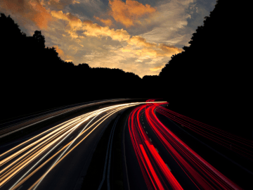 Lights on a higway at night