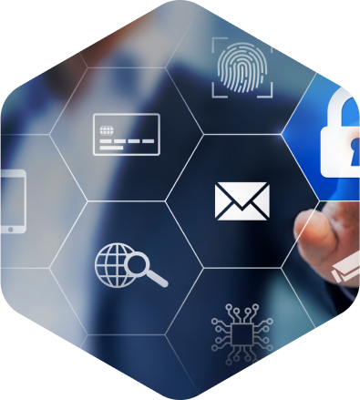 Display of different application in front of a person