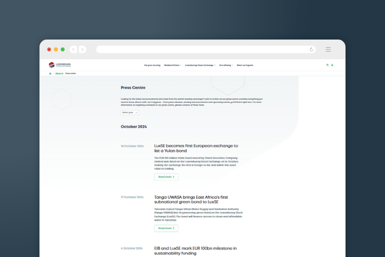 Picture of the press centre webpage