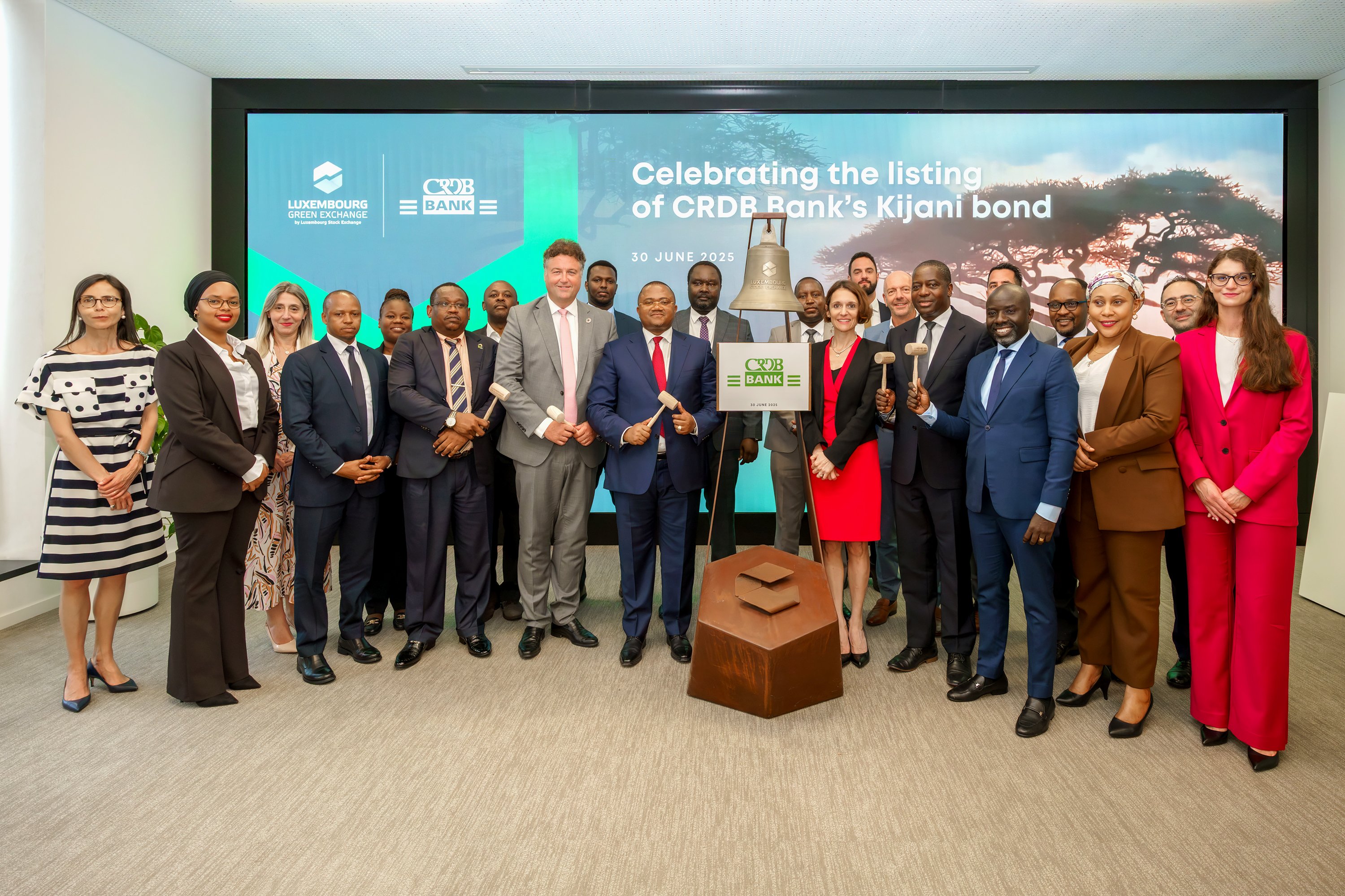 Picture of the Ring the Bell celebrating the  CRDB Bank inaugural green bond 