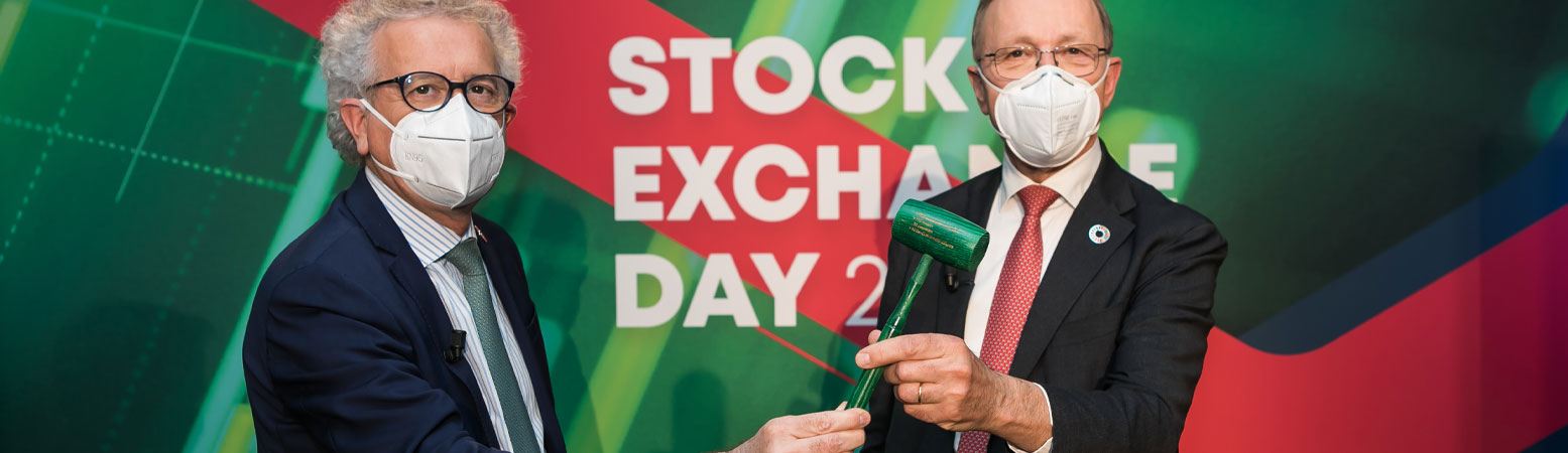 Luxembourg Minister of Finance Pierre Gramegna and LuxSE's CEO Robert Scharfe