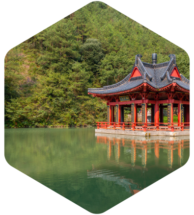 Chinese traditional architecture by a lake