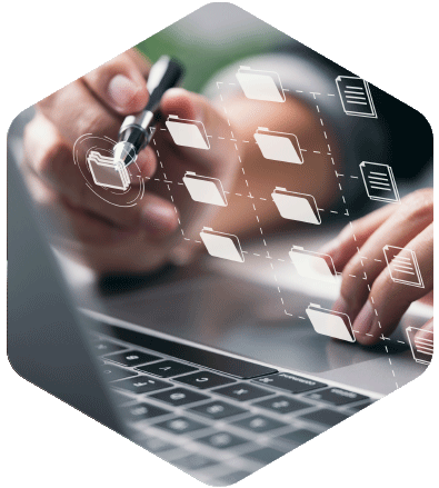 A men using online document database and process automation