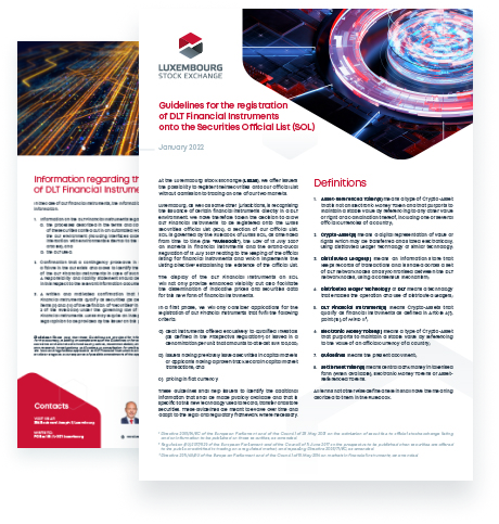 Picture of the Guidelines for registration of DLT financial instruments onto SOL cover