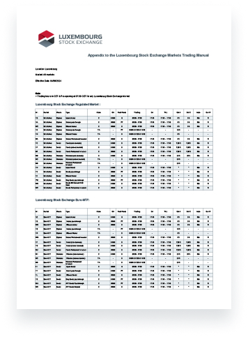 Appendix to LuxSE Trading Manual