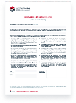 Letter of undertaking - Euro MTF - Bonds and warrants