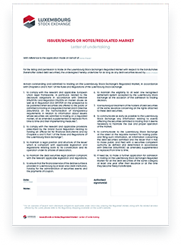 Letter of undertaking - Regulated market - Bonds and warrants