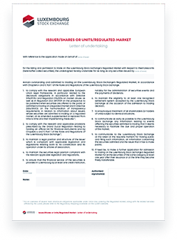 Letter of undertaking - Regulated market - Shares and depositary receipts