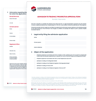 Listing application - Bonds or warrants