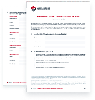 Listing application - Investment funds