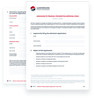 Listing application - Shares or depositary receipts