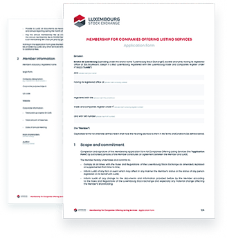Members - Companies offering listing services application form