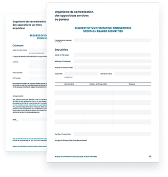 Stops on bearer securities - Request of confirmation concerning stops on bearer securities