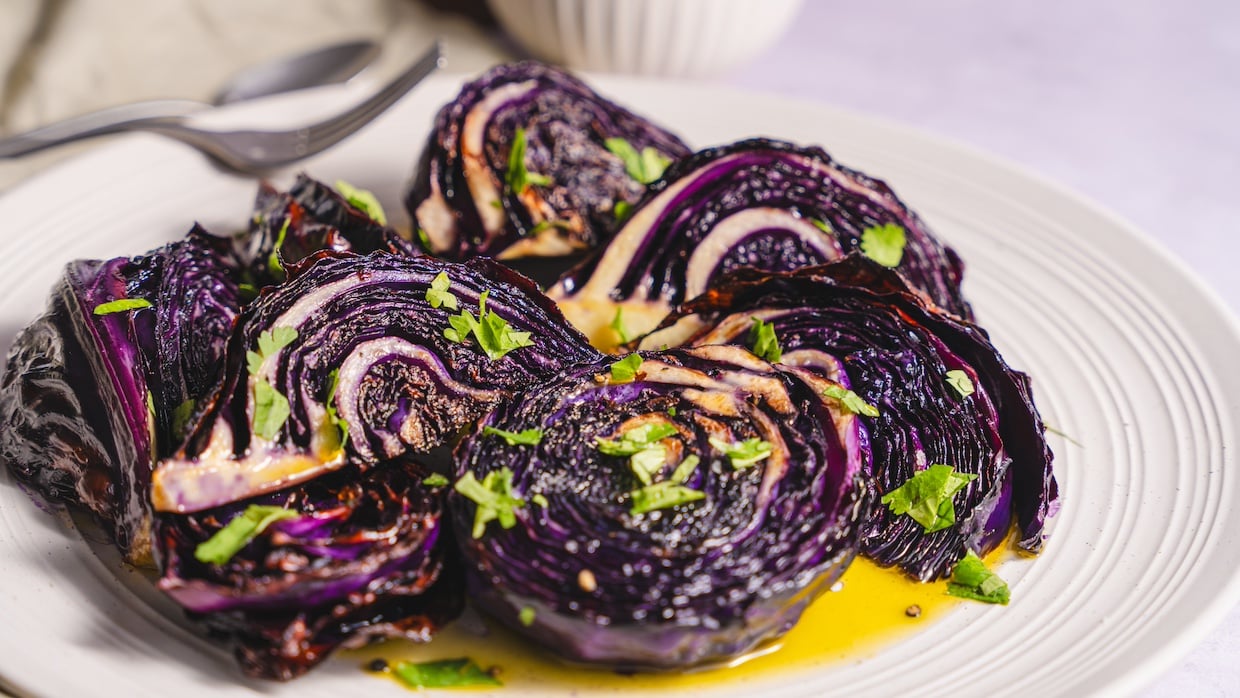 Roasted red cabbage and coriander