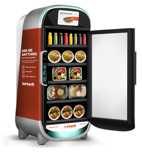 Smart vending machine with meals inside.
