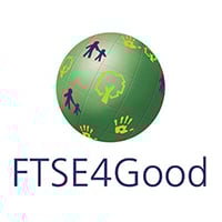 FTSE4Good logo featuring a green globe with icons of people, trees, and handprints.