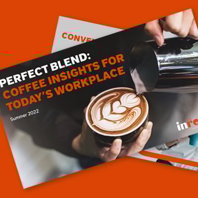 Cover image showing a latte with art being poured, titled “Perfect Blend: Coffee Insights for Today’s Workplace.”