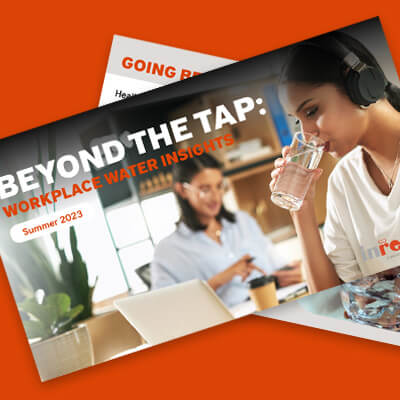 Cover image showing a workplace water insights report with people working and drinking water.
