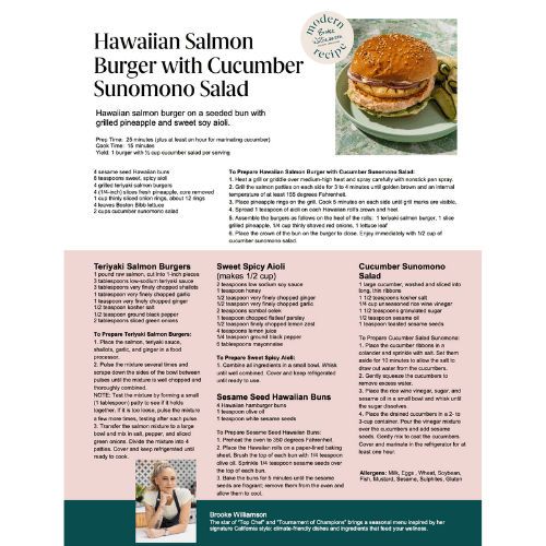 Hawaiian Salmon Burger card recipe