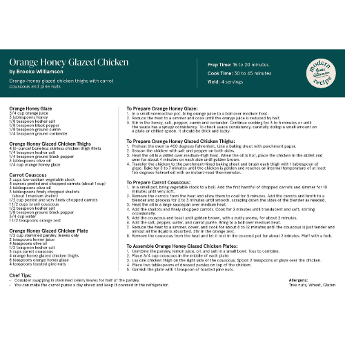Orange Honey Glazed Chicken recipe card