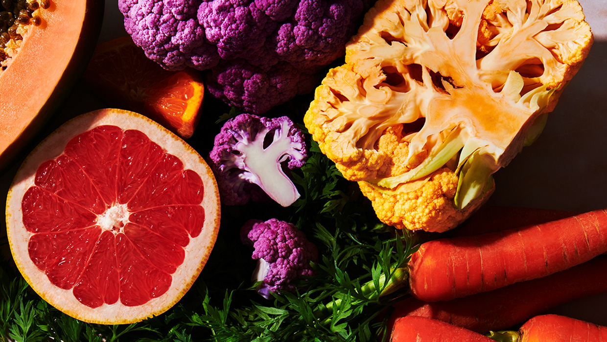 Winter Vegetables such as oranges, carrot, pumpkin, squash.