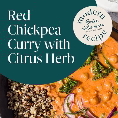 Red Chickpea Curry with Citrus Herb, modern recipe by Brooke Williamson.