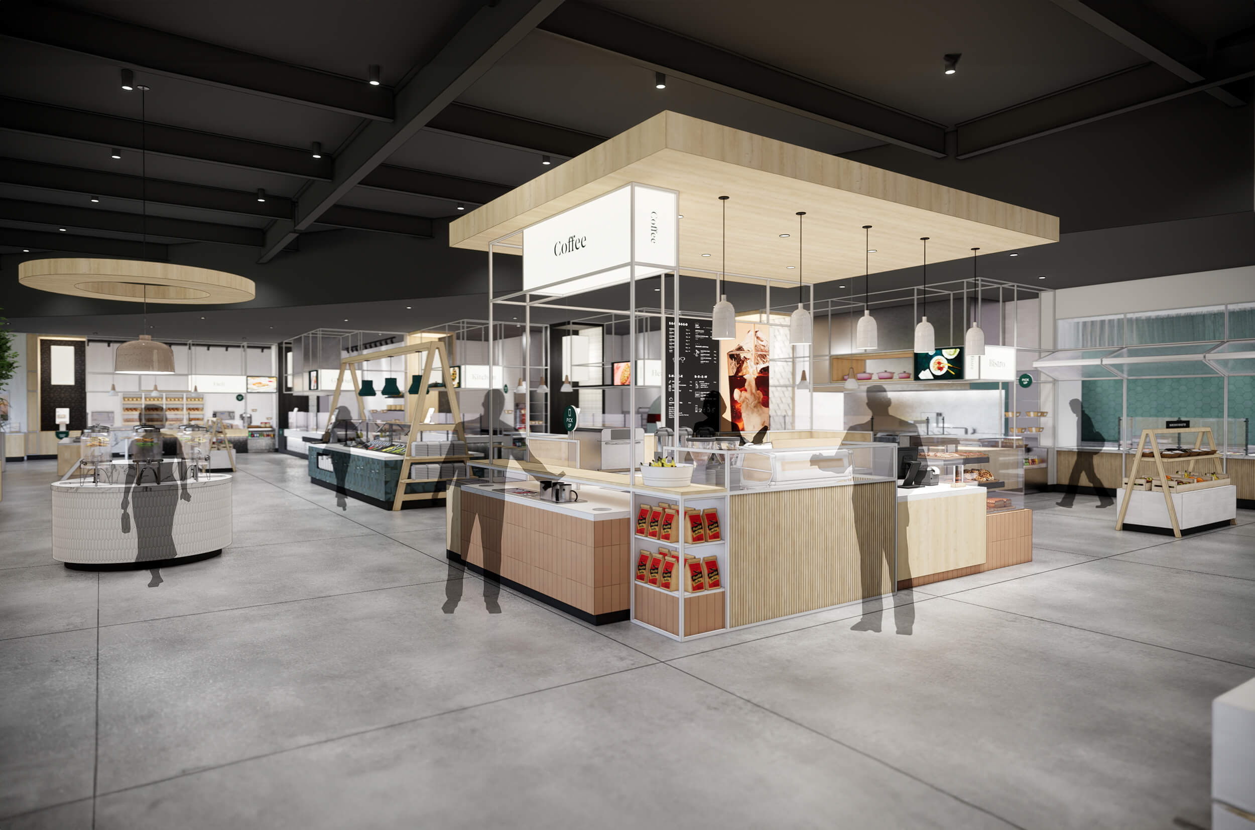 food court integrated with digital enhancements, our corporate food services and spaces