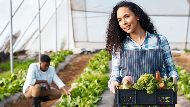 woman with carrying vegetables