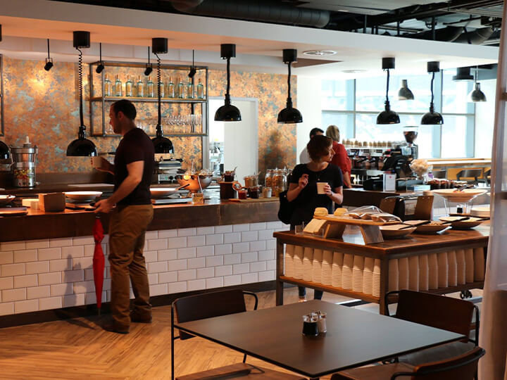 people buying at a modern restaurant