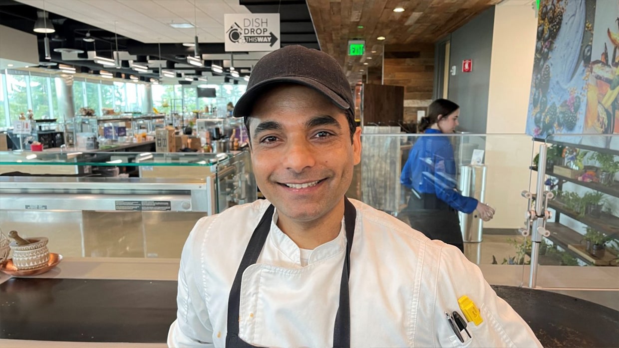 Worker standing in cafateria