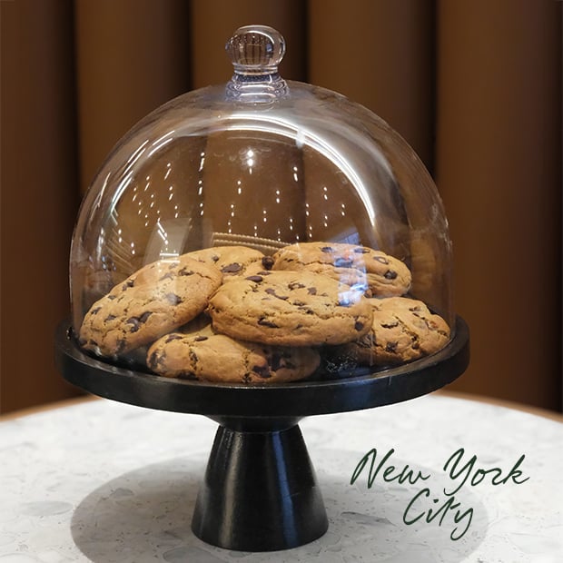Gourmet cookies in a display container