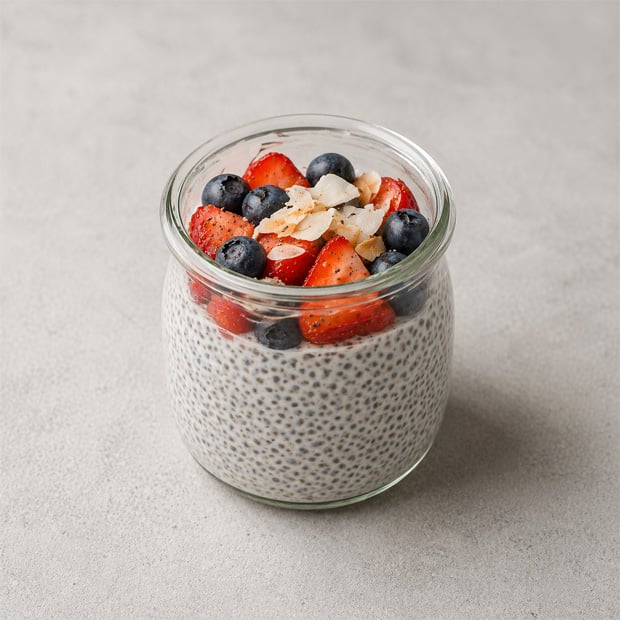 Chia seed pudding with fruit.