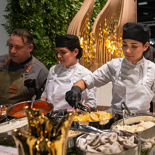 catering people serving food