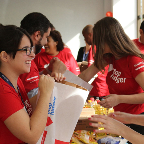 group of people in stop hunger activity