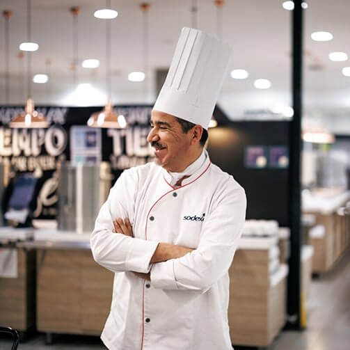 senior man chef smiling