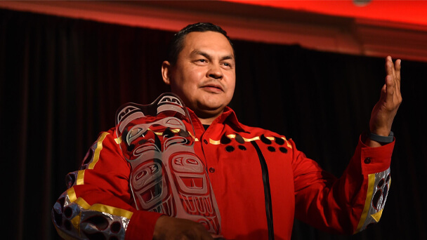 man thanking for award