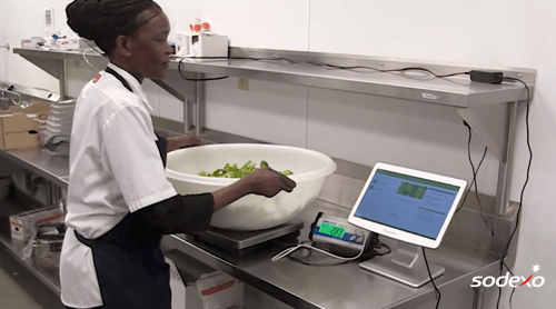 person weighing food