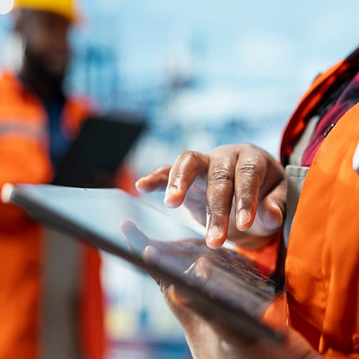 A man holding a tablet