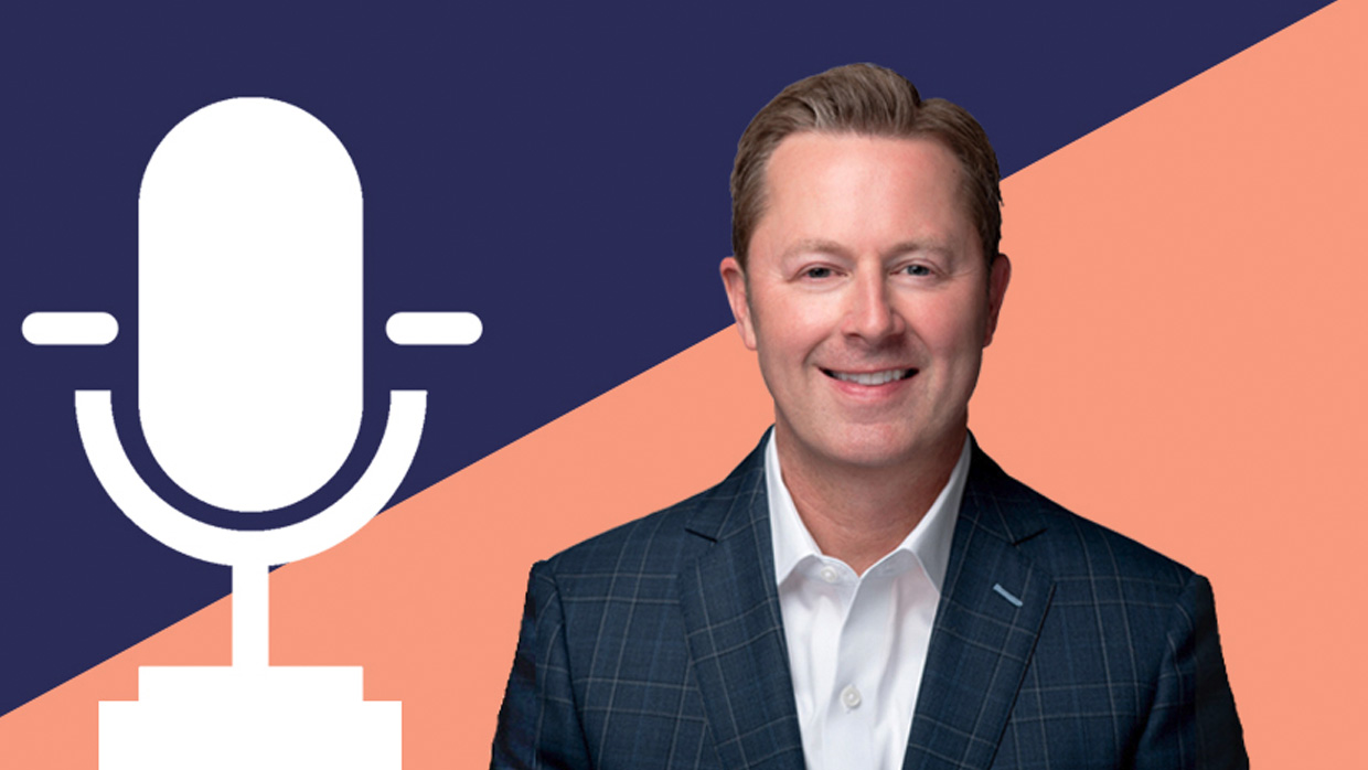 podcast poster with a man