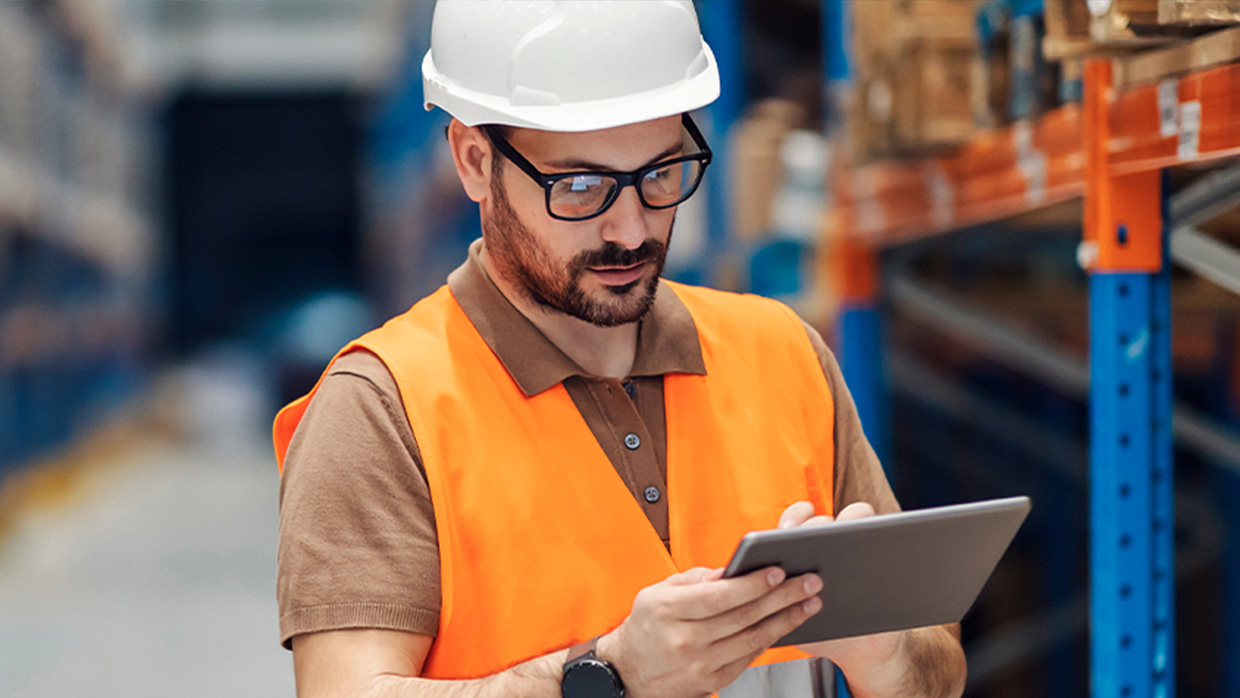 a worker looking at some documents