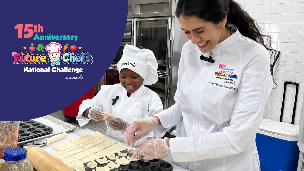 Future Chefs 2025 winner cooking in the kitchen with Chef Daniela Soto-Innes.