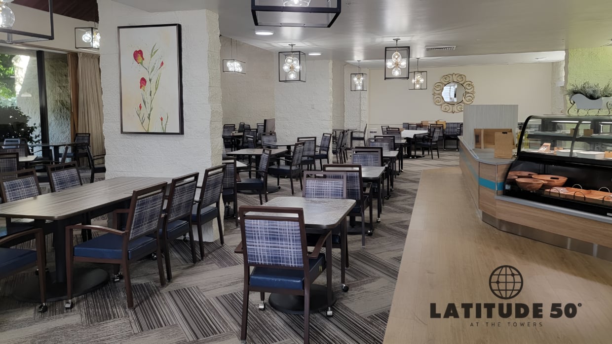 Interior of the Latitude 50 dining room featuring a modern design