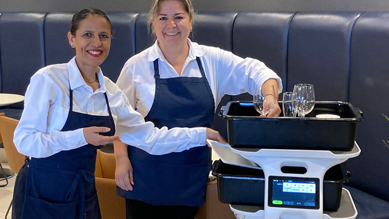 two catering women in uniform