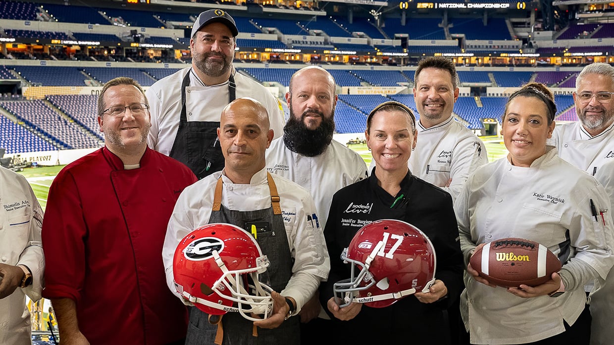 chefs on a football field