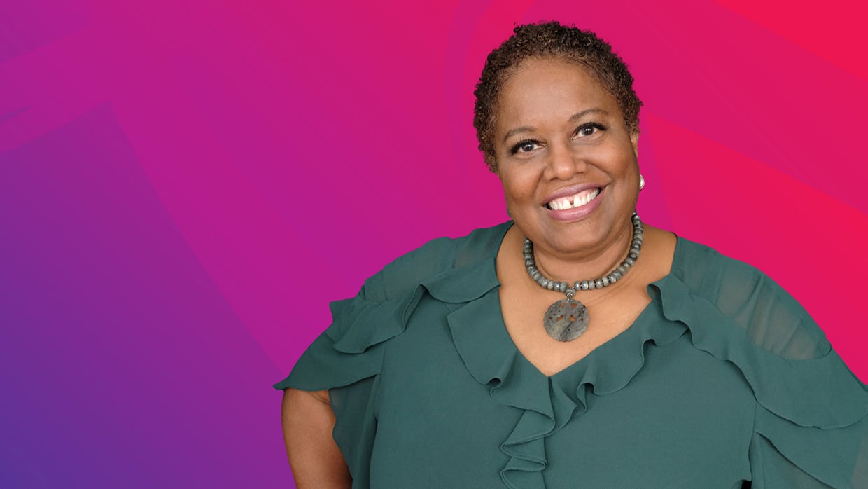 black middle woman smiling
