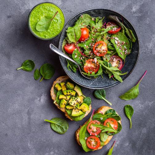 healthy dishes with green food
