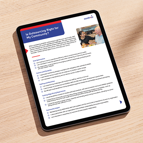 Tablet displaying the ‘Is Outsourcing Right for My Community’ checklist.