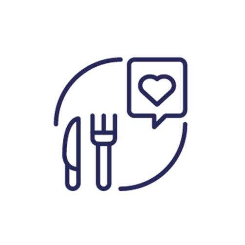 cutlery eat healthy with heart line icon