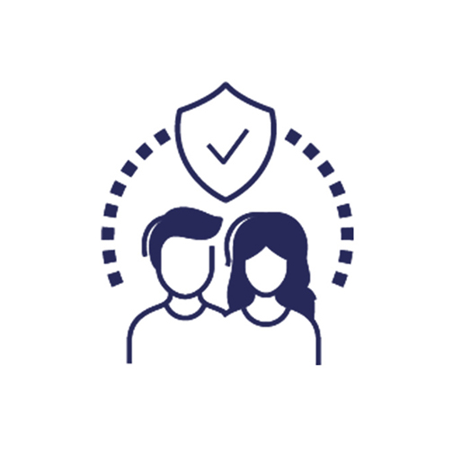 shield with two people line icon